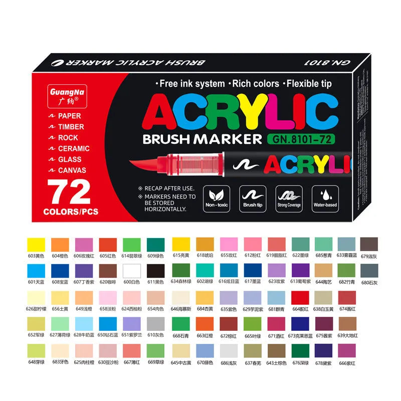 Set of straight liquid acrylic marker pens for art and graffiti in multiple colours