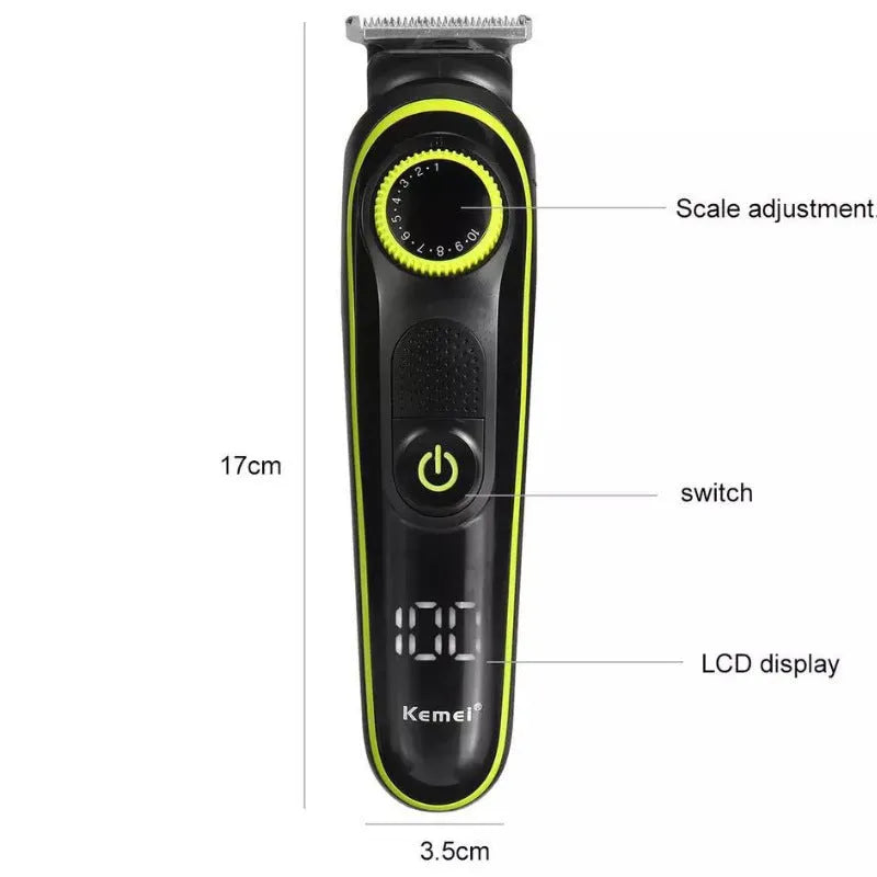 Black household rechargeable electric hair clipper set with automatic grinding head
