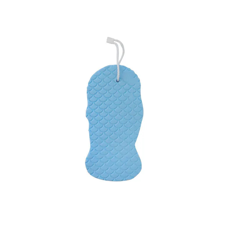 3D fish scale pattern bath sponge in multiple colours for gentle body exfoliation