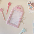 PVC cartoon meal card holder in strawberry or four-leaf clover design, 7.6 by 13.6 cm.