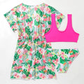 Girls' floral swimsuit set with polyester construction in sizes 130cm to 160cm