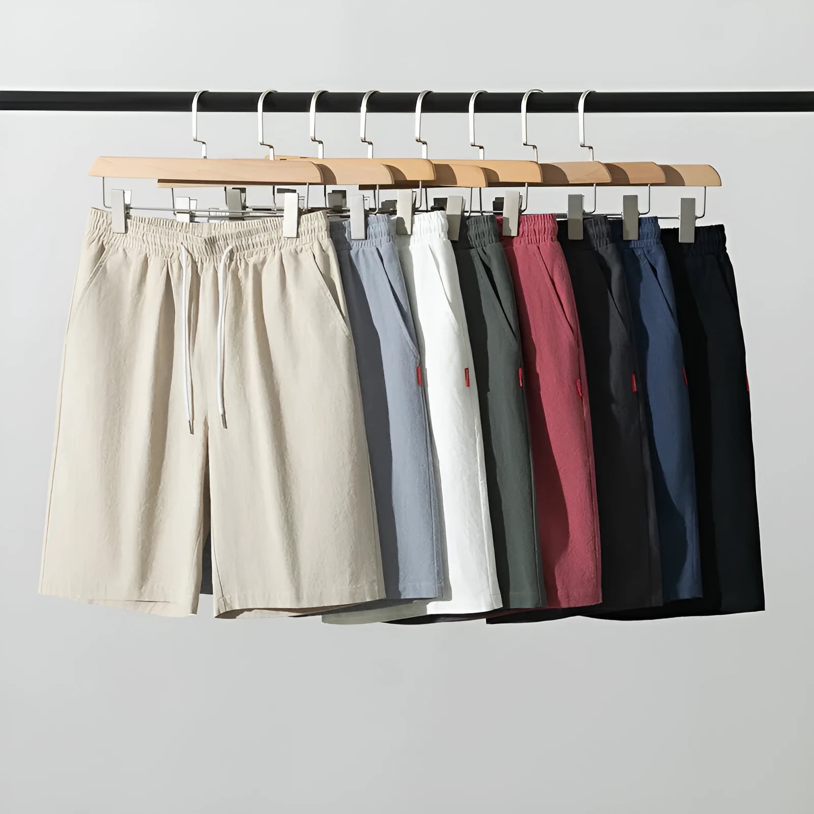 Solid colour cotton-linen cropped pants with a drawstring waist, shown in Army Green.