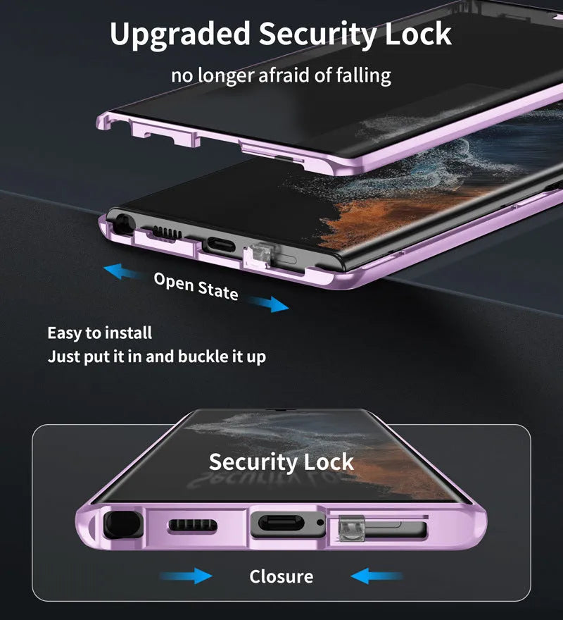 Magnetic phone case with privacy mirror for Samsung Galaxy phones in multiple colour options