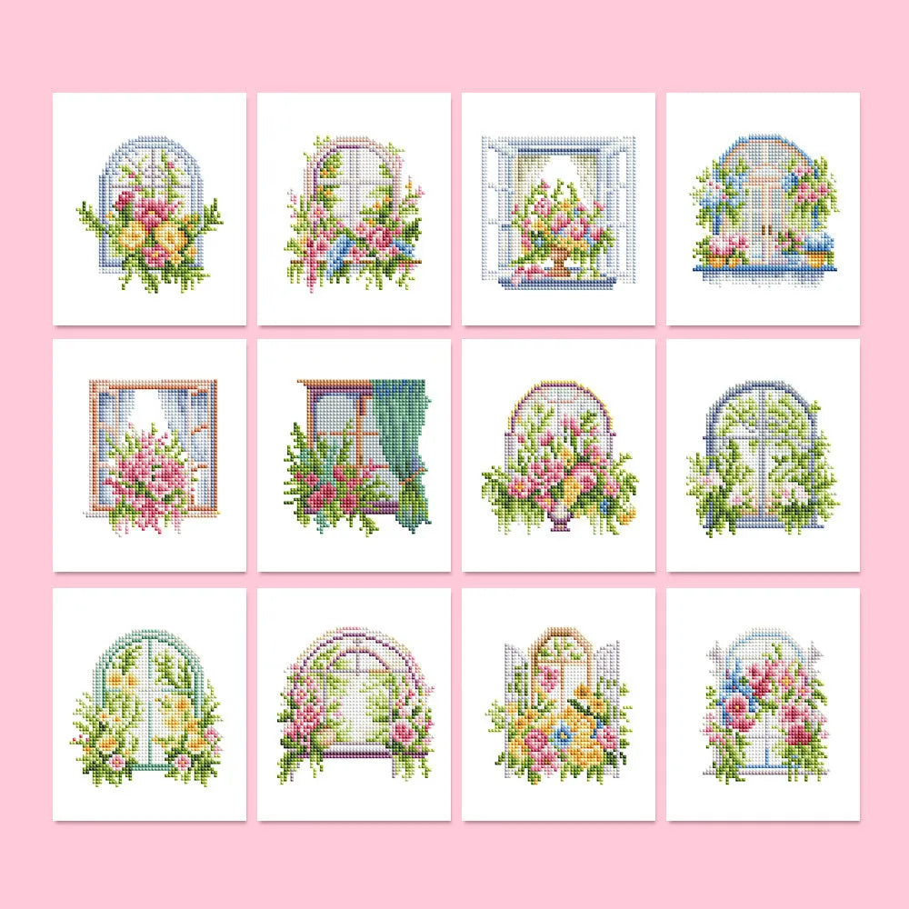 12 piece diamond painting kit set frameless acrylic 15x15cm with flower and animal themes