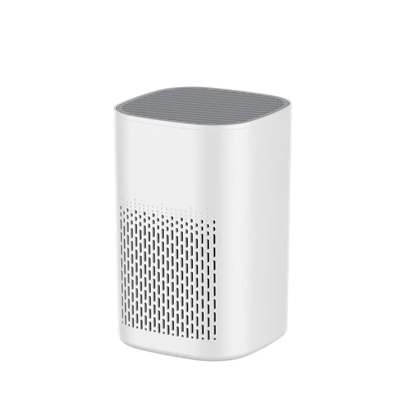 Simple style desktop air purifier with USB cable for small rooms.