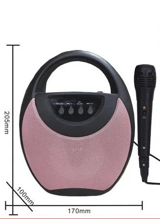 Portable Bluetooth speaker with plastic shell in black, 1200mAh battery, 6-hour playtime, USB and SD card slots