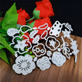 Silver carbon steel flower die for paper cutting, 14.3 x 9.9 cm etched floral design
