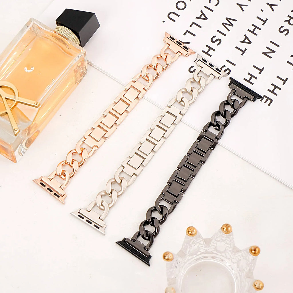 Denim chain pattern metal strap for Apple Watch in five colour options