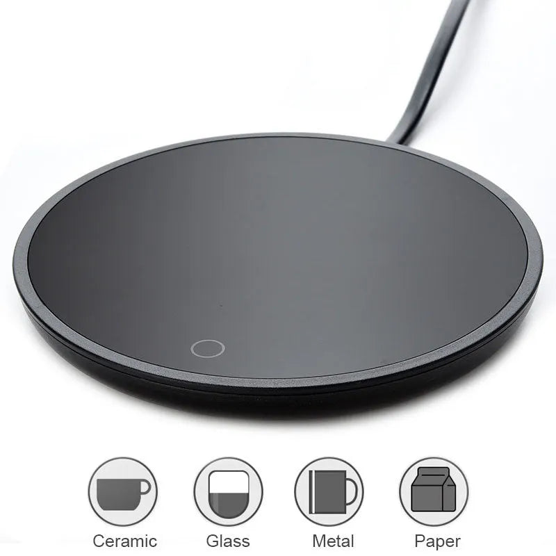 Black electric cup warmer with temperature switch for coffee and tea
