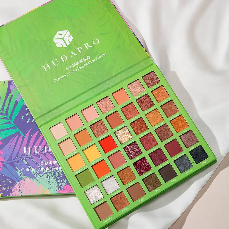 42-colour eyeshadow palette with potato and matte textures, compact case, green style, smooth shiny and matte powders