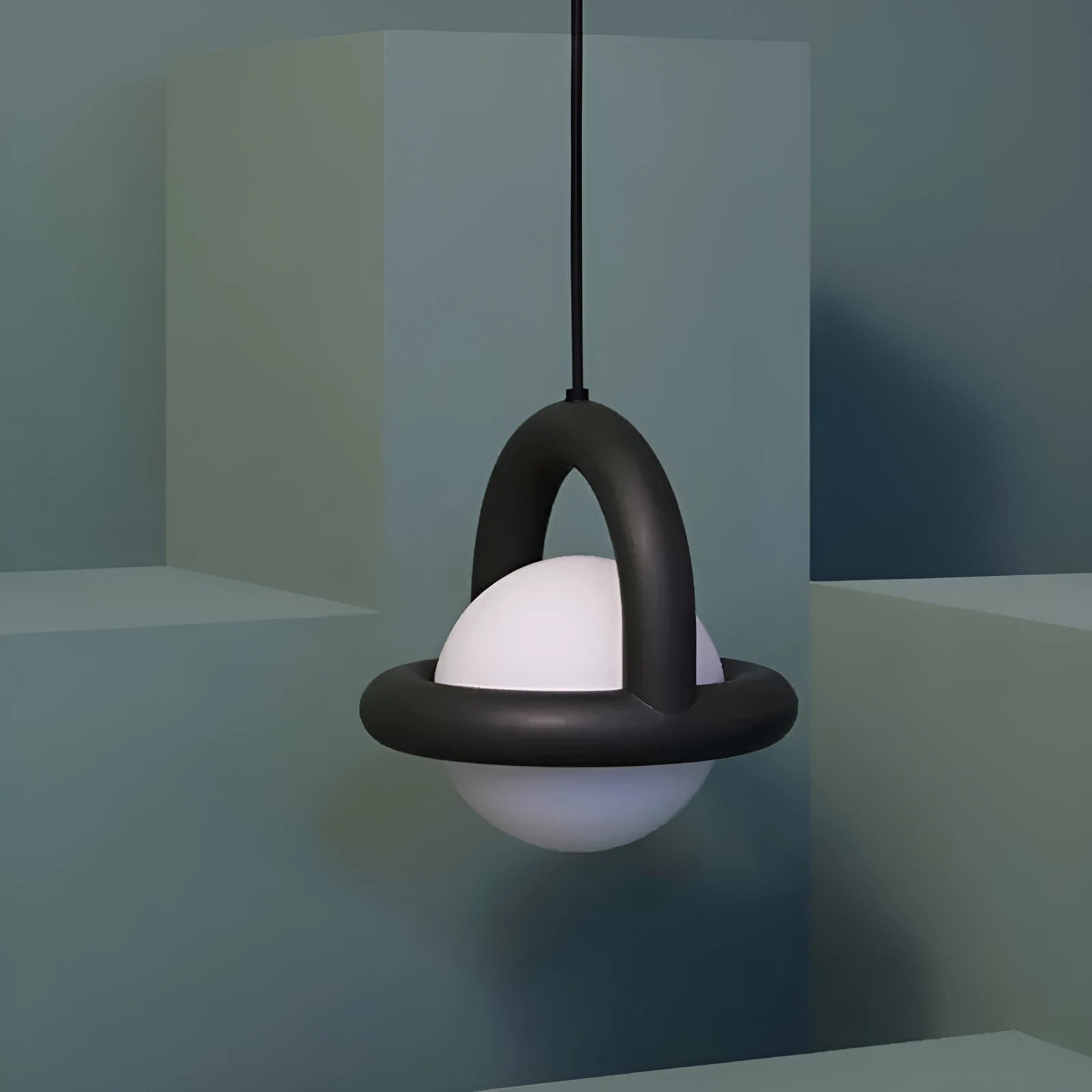 Modern Danish-style hanging pendant lamp in a matte finish with a linen shade.