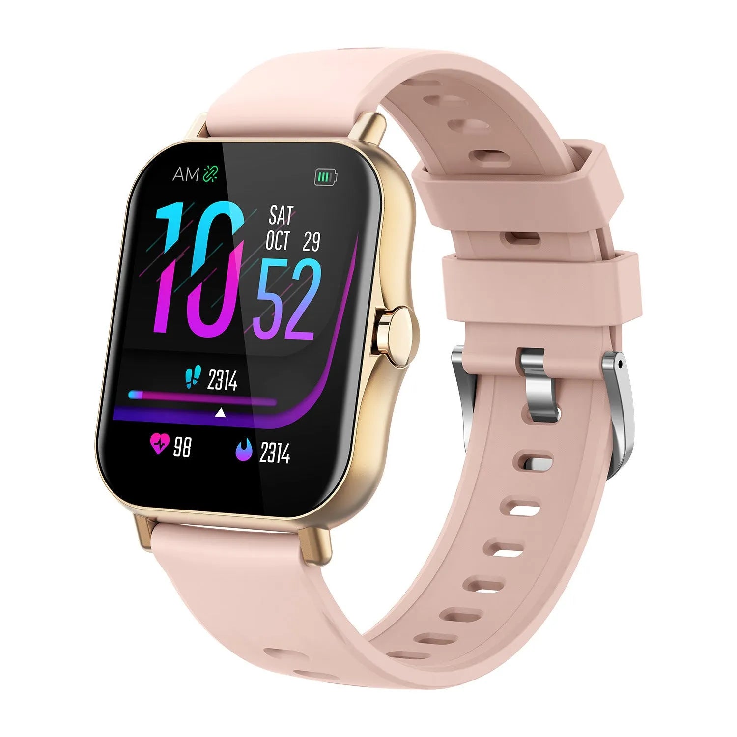 Bluetooth smart watch for heart rate and blood pressure monitoring with curved touch screen in four colour options