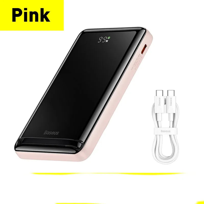 3-in-1 slim magnetic wireless power bank in blue, PC+ABS shell, 117.3x69.7x20.3mm, with USB cable