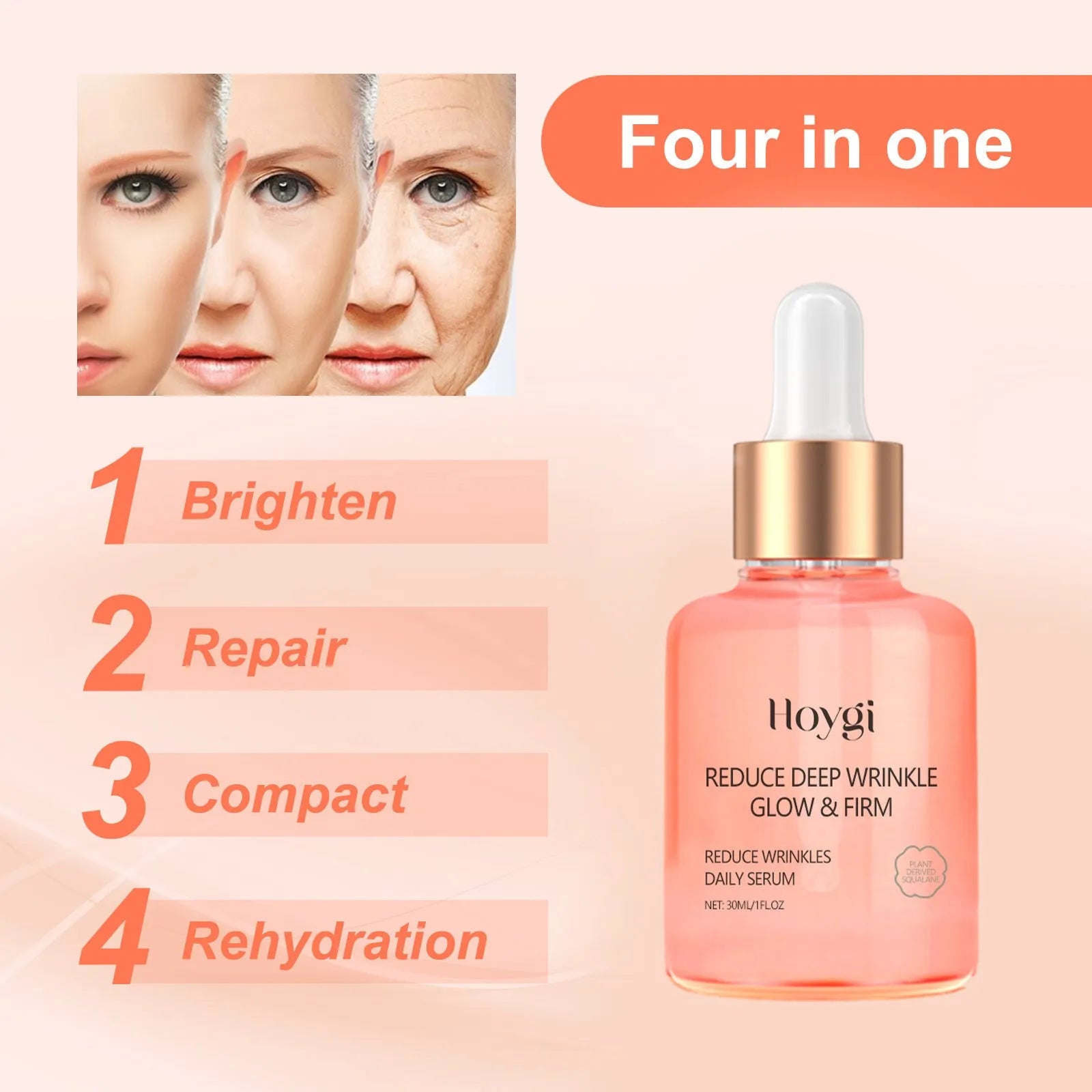30ml rose essential oil bottle for fine wrinkles treatment with brightening and firming properties