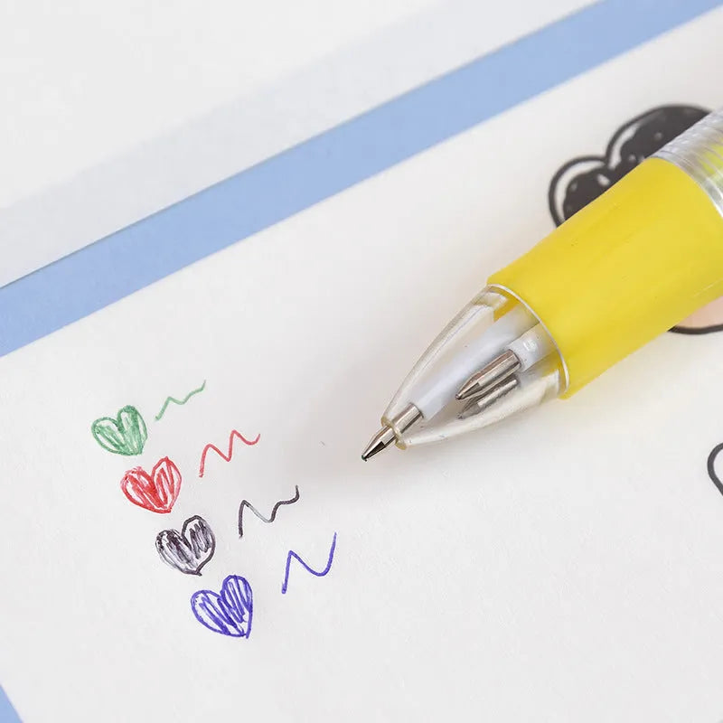 Four-colour press ballpoint pen with cartoon design and 0.7mm bullet tip