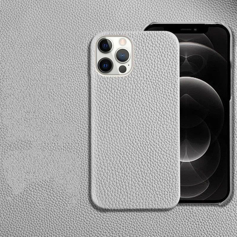 Genuine leather shatterproof phone case in brown for iPhone 13 Pro Max