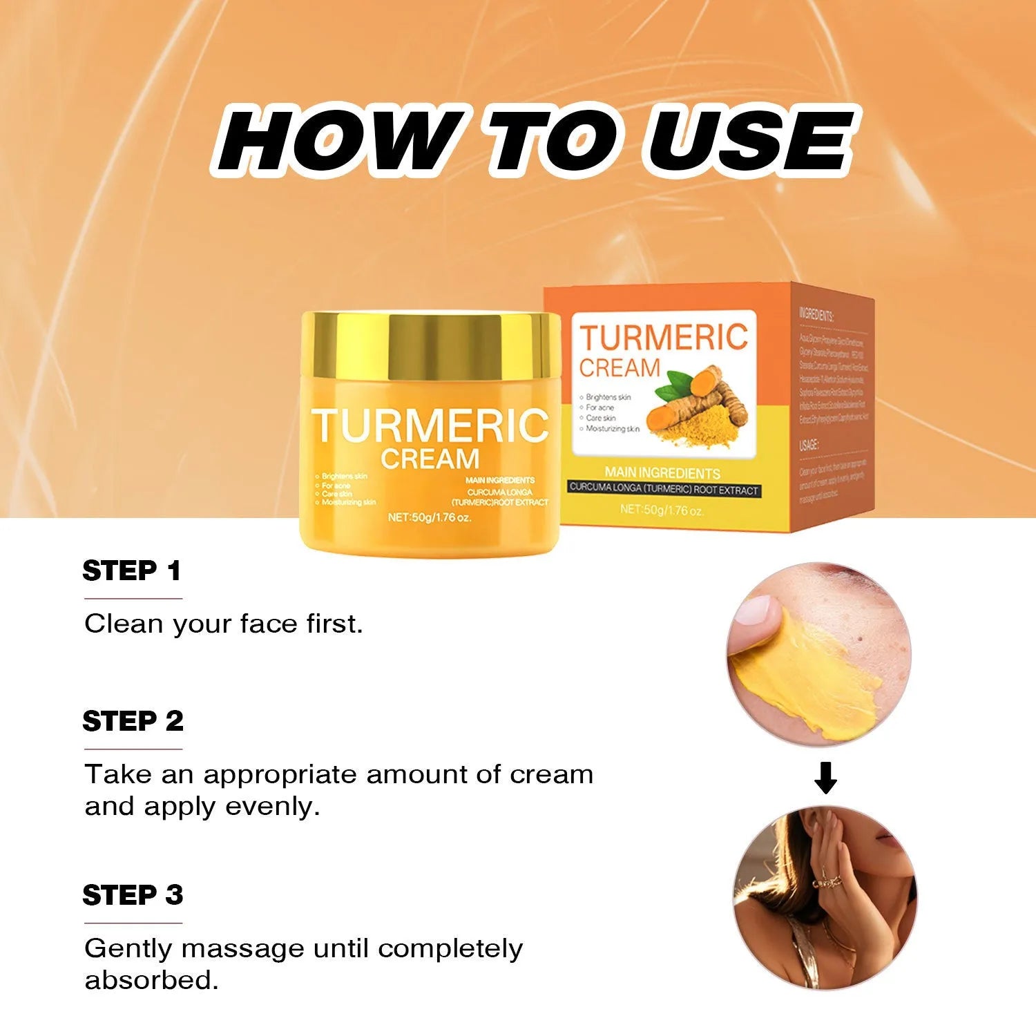 50g moisturising cream jar for brightening skin colour with hydrating nourishing formula, 53mm dimensions