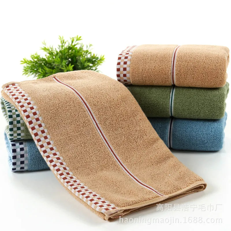 Soft absorbent pure cotton houndstooth facial towel 35x75cm in grey, blue, and green colours