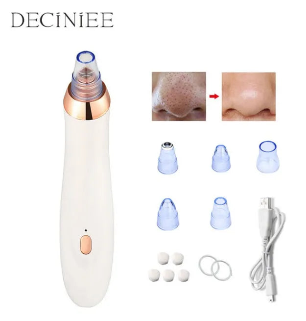 Electric blackhead remover device with multiple nozzle attachments for pore cleaning