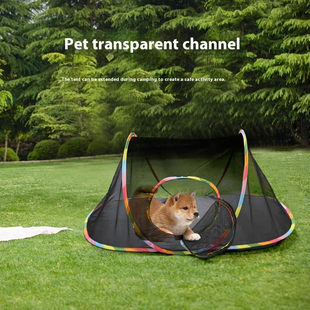 Foldable mesh cat roll cage pet toy showing multiple shape options including hexagonal and tent styles