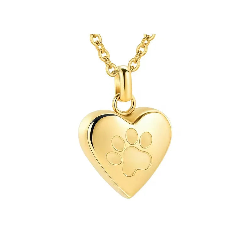 Titanium steel heart-shaped paw print necklace pendant that can be opened.