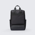 Lightweight black oxford cloth computer backpack with a 20-35 litre capacity.