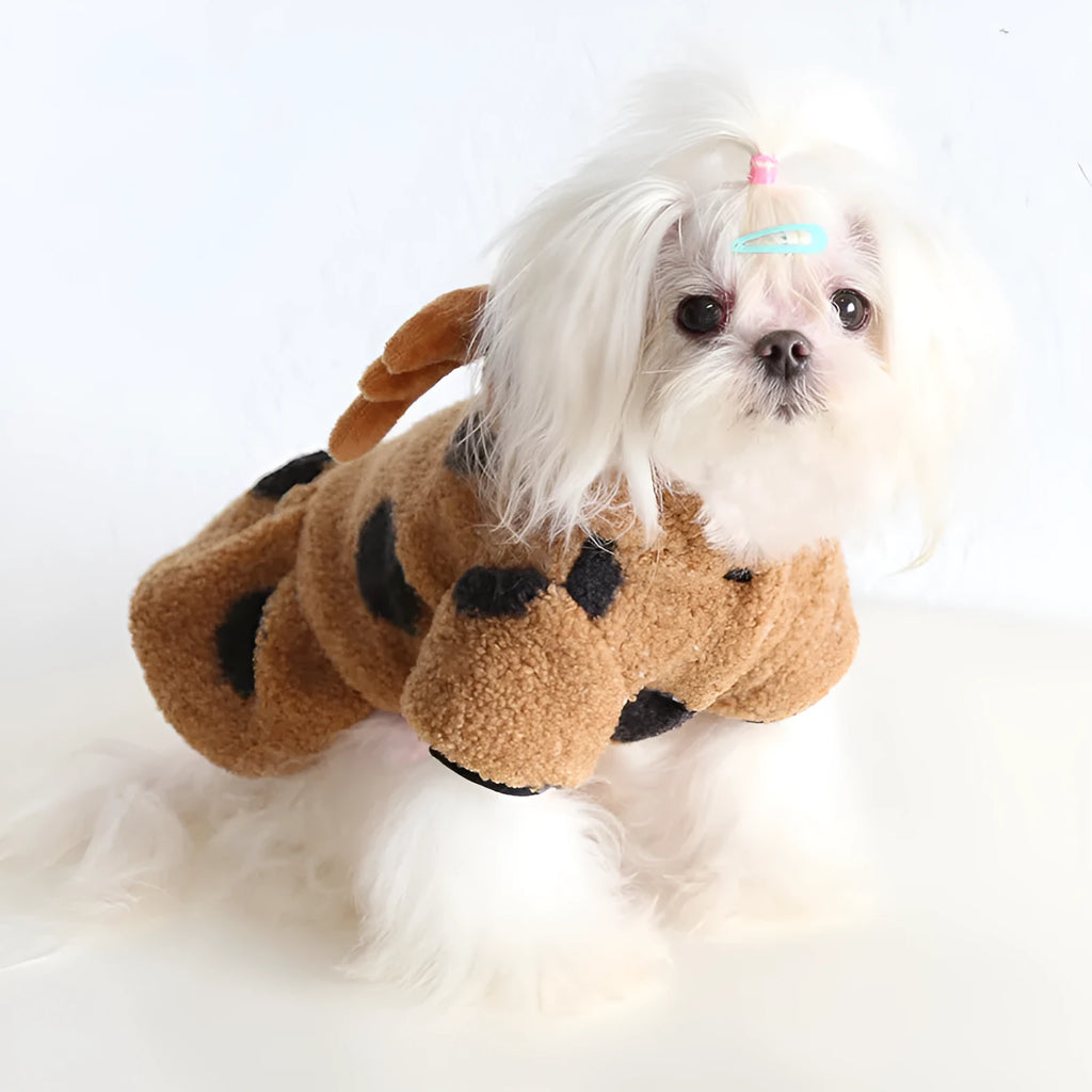 Polka dot elk couple print pet clothing for dogs and cats in four-leg and skirt style options