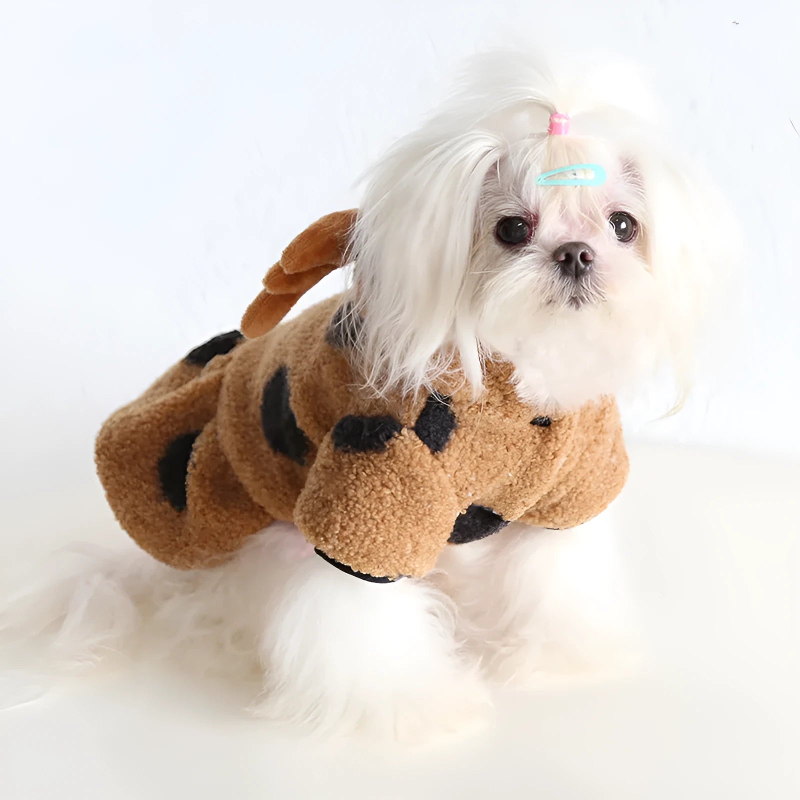 Polka dot elk couple print pet clothing for dogs and cats in four-leg and skirt style options