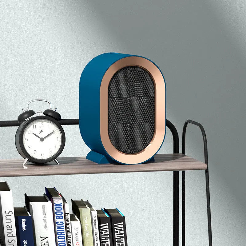 Desktop ceramic heater with mechanical controls available in multiple colours with international plug options