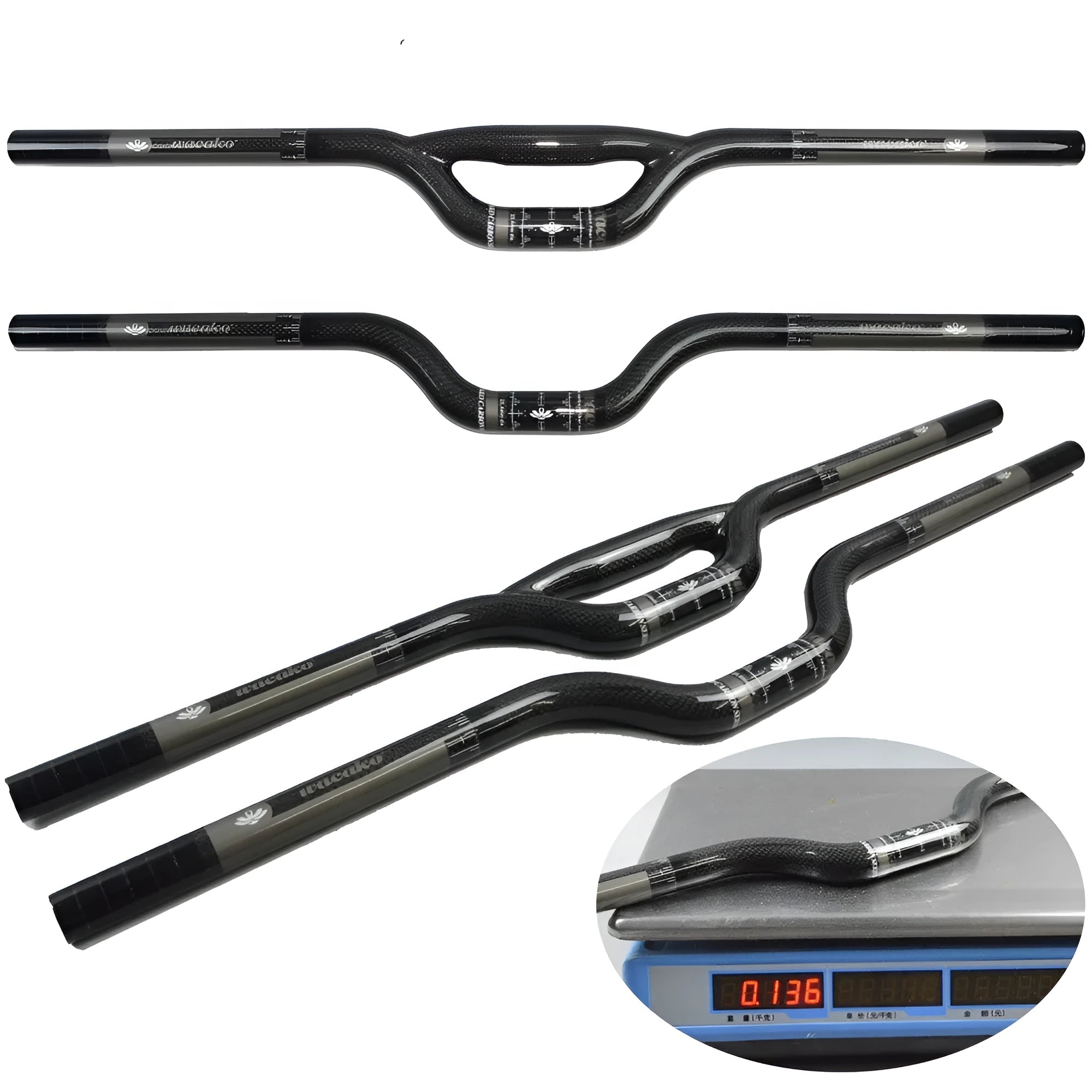 Full carbon fibre bicycle handlebar 580mm length 31.8mm clamp dual shape