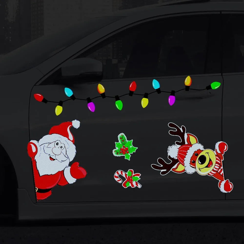 Christmas elk cartoon design reflective magnetic sticker in medium size