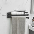 Nordic non-perforated folding towel bar in carbon steel with nail-free glue installation, black or white option