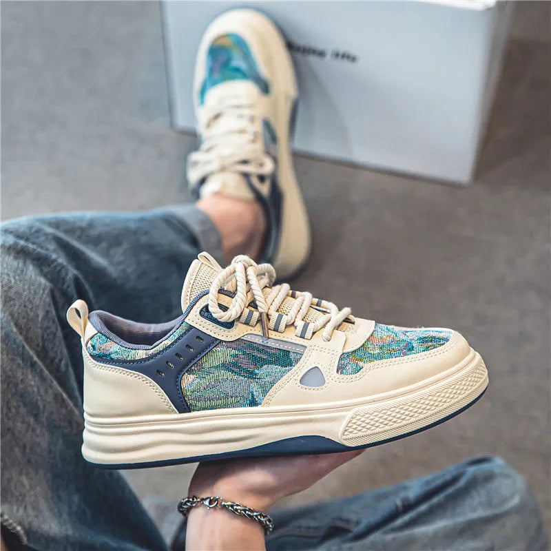 Canvas casual flat shoes in Milan green or beige with round toe design for daily wear