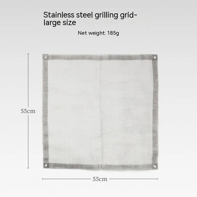 Stainless steel barbecue grill net with foldable stand in silver finish