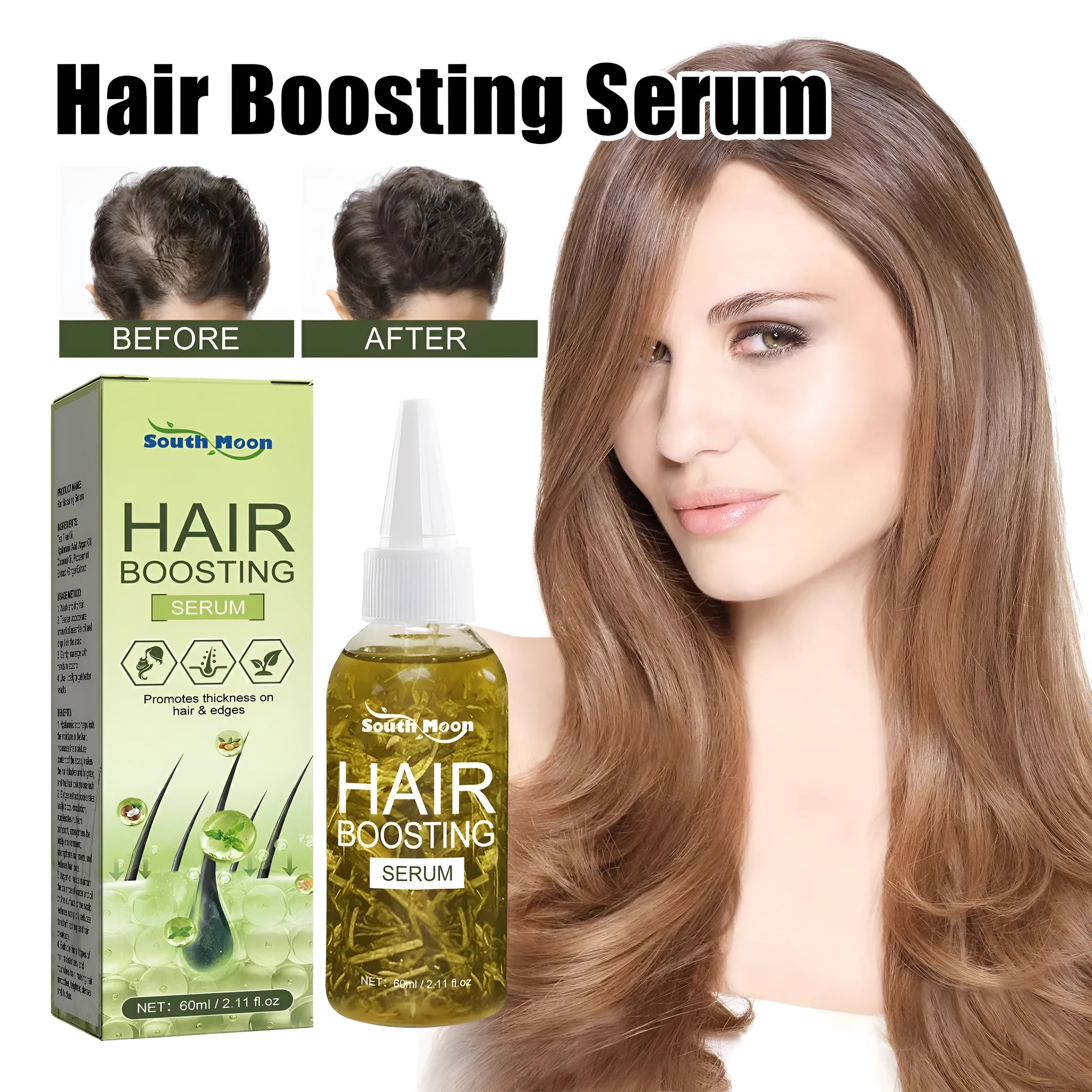 60ml bottle of anti-fall hair repair essential oil for dry, frizzy hair care.