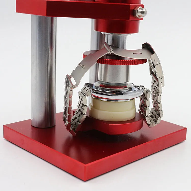 Watch back cover press tool with spiral mechanism and set of 20 plastic moulds for watch repair