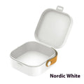 Medium polypropylene cable storage organiser box in Nordic white with covered design for headphones and data cables