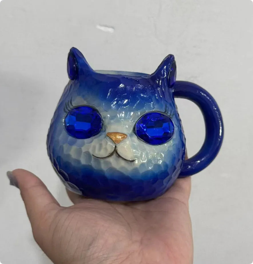 Resin cat cup decorative craft product in American style design with four colour options