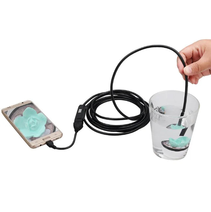 OWSOO USB endoscope camera with 5 metre cable, 7mm lens, and six LED lights for phone and computer inspection