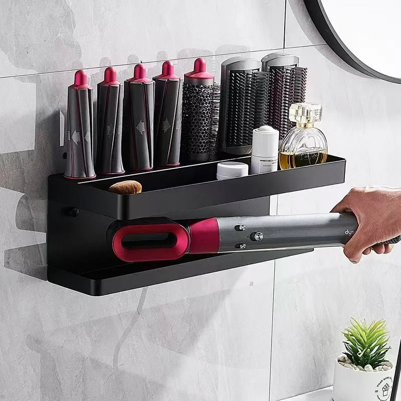 White punch-free bathroom rack holding Marcel wavers on double-layer aluminium storage