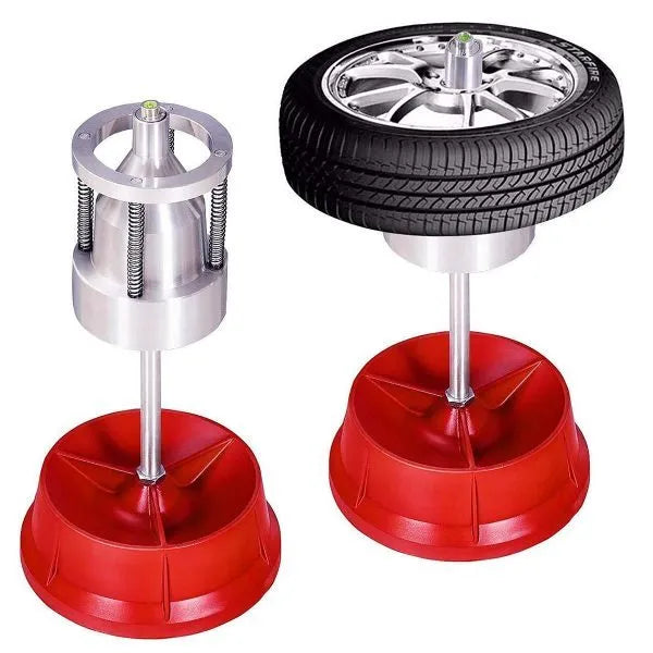 Portable hub balancer with bull's eye level and aluminium head for 1.5-4 inch wheel hubs