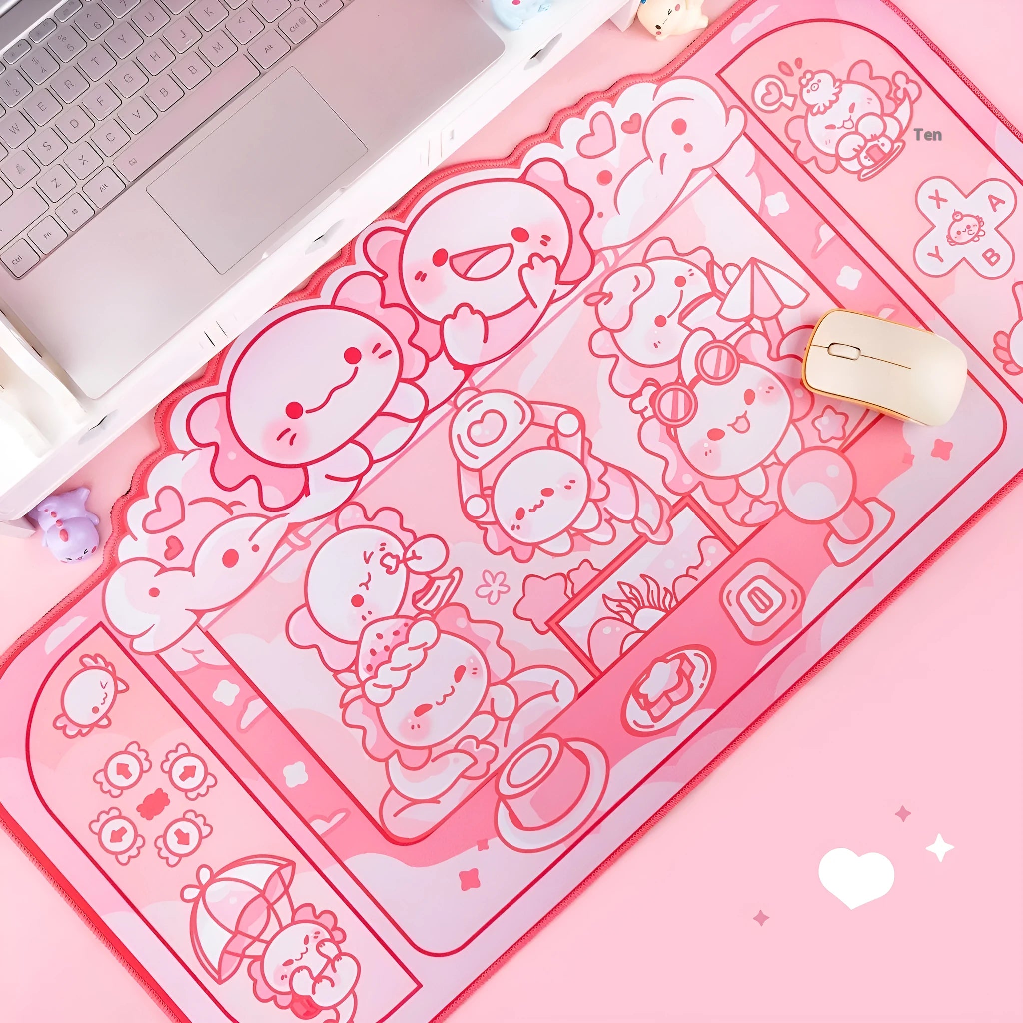 Hexagonal dragon crane machine cartoon anime large cloth mouse pad with wrist support, 75x40cm.