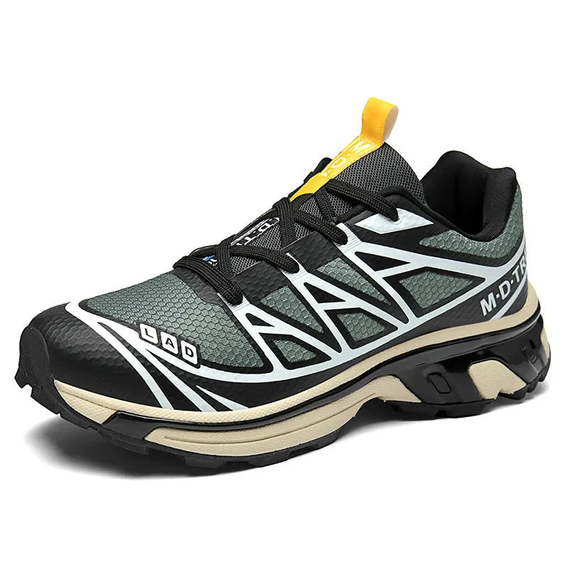 Low-top outdoor hiking shoes in multiple colours with lace-up front and rubber soles