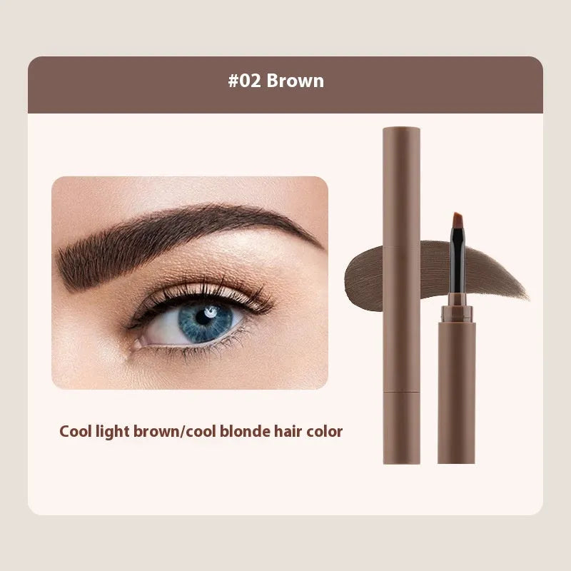 Double-headed eyebrow cream in five shades including reddish brown, brown and black for natural brow definition