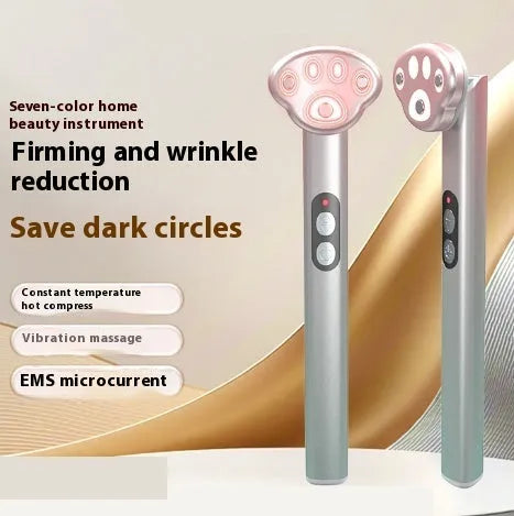 Gradient pink cat's paw micro-current vibration eye massager with colour light function