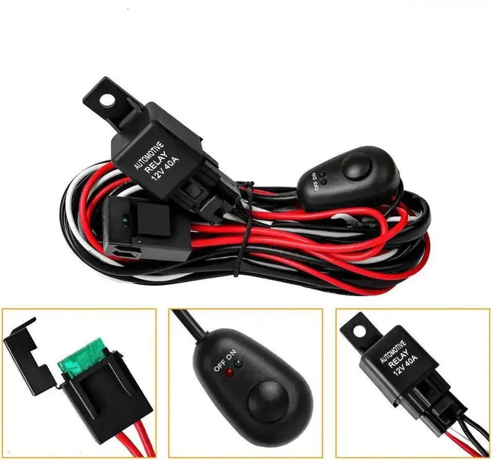 One-drag-two 2 metre silicone wiring harness for LED automotive roof work lights