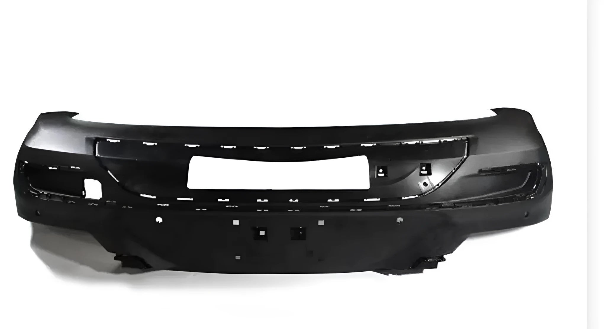 Black ABS plastic car bumper replacement panel showing front view and mounting points