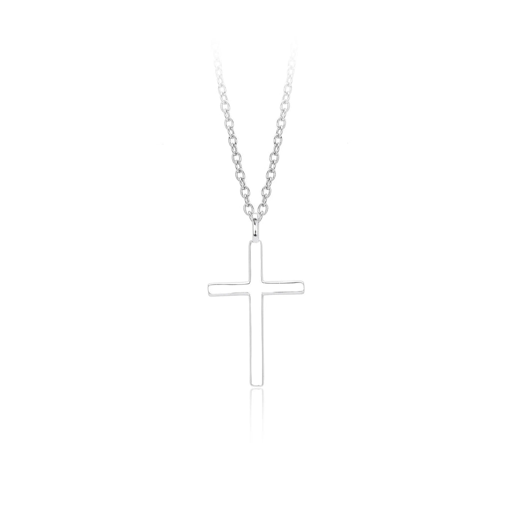 S925 sterling silver cross pendant necklace on an adjustable O-chain in gold plated finish