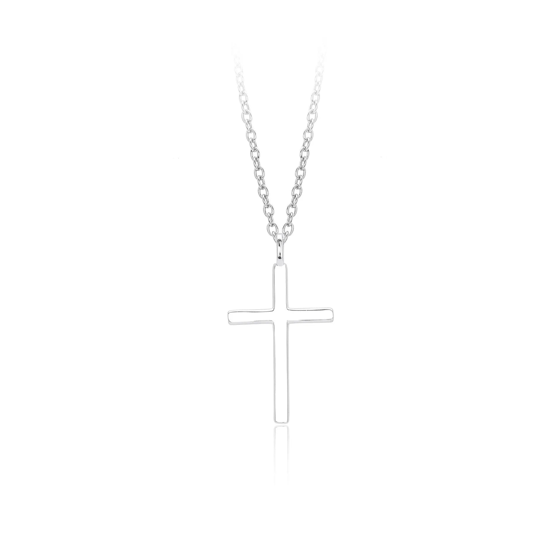 S925 sterling silver cross pendant necklace on an adjustable O-chain in gold plated finish