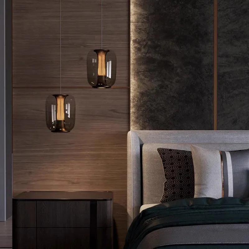 Minimalist glass dome chandelier in transparent, cognac or smoky grey colour